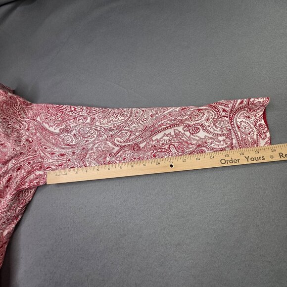 Talbots Shirt Womens 18W Red White Paisley Wrinkle Resistant Button Front Top - Picture 11 of 12